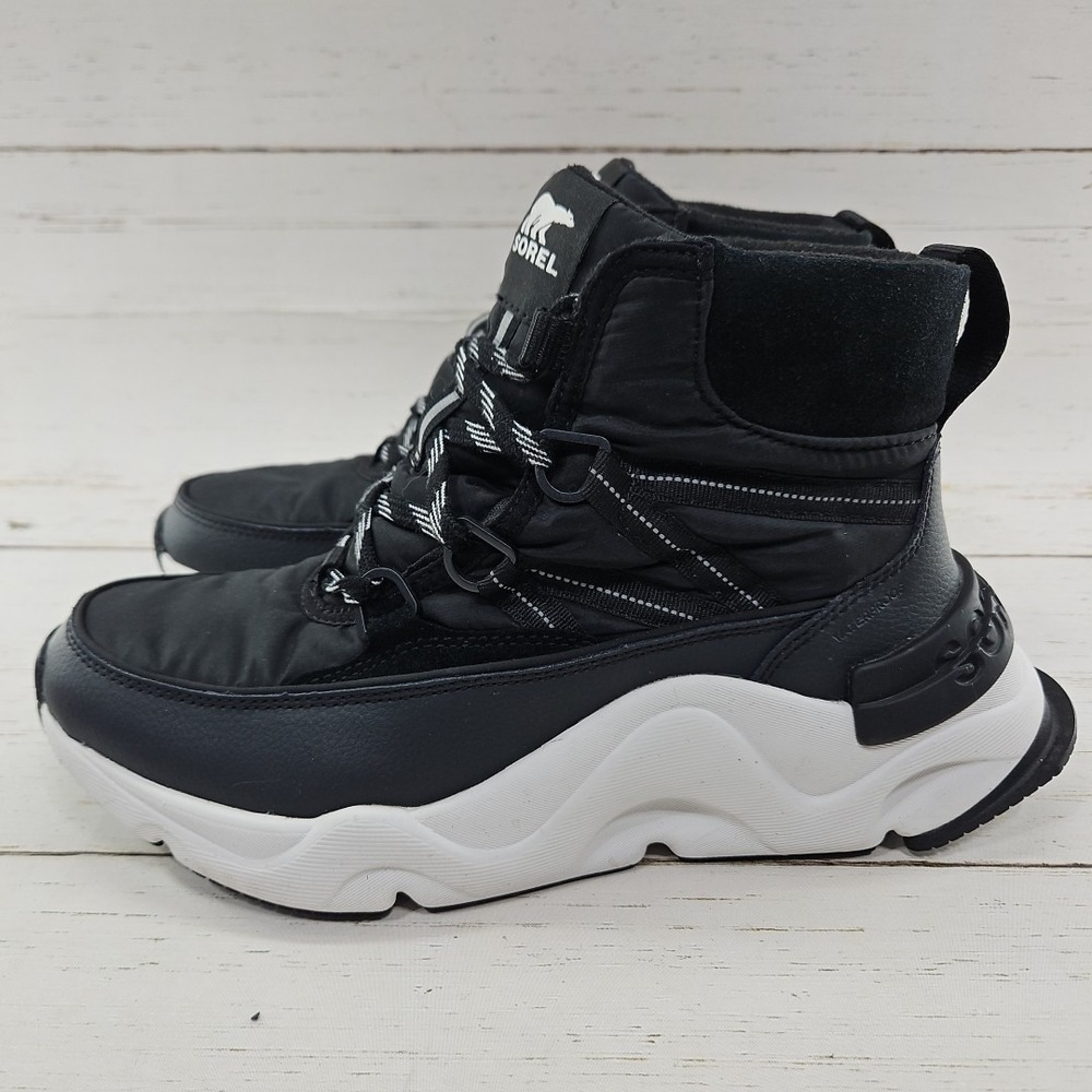 Sorel Kinetic RNEGD Sport Womens 8.5 Black Waterproof Sneakers Boots‎ NL4593-010